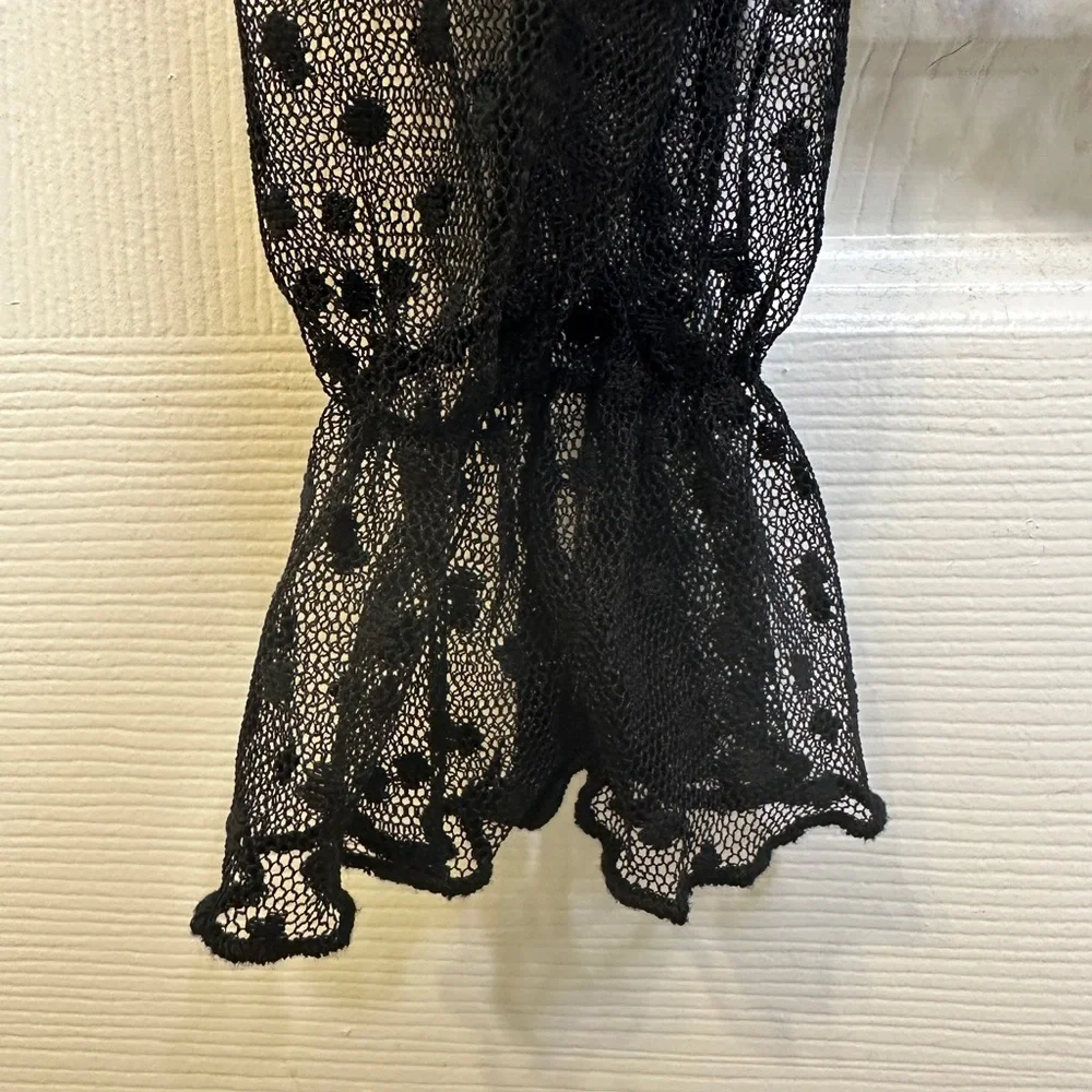Polka Dot Ruffle Blouse S Sheer SHEIN Top Small - Picture 3 of 7